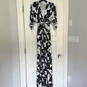 Rachel Pally blue and white palm print caftan dress